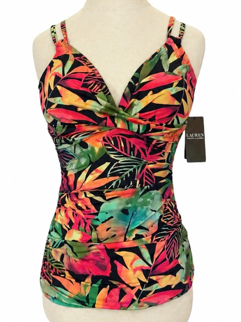 Lauren Ralph Lauren Tankini Top Only NWT Underwire Tummy Control Tropical 6